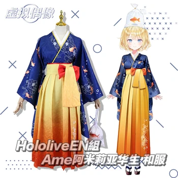 Anime Hry VTuber Hololive Watson Amelia Kimono Krásne Jednotné Party Šaty Cosplay Kostým Ženy Halloween Doprava Zadarmo 2022