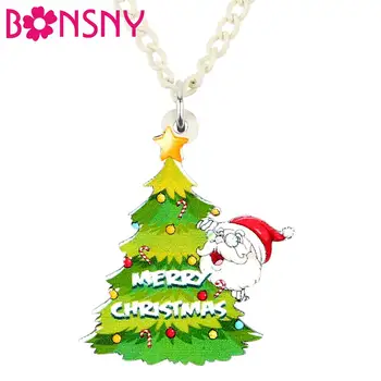 Bonsny Akryl Anime Vianočný Stromček Santa Claus Náhrdelník Nezávislá Choker Festival Dekorácie, Šperky Pre Lady Dievčatá New Horúce Darček