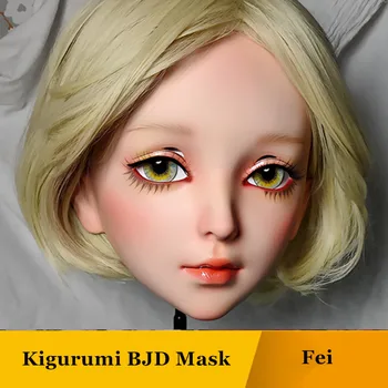 (GL FEI) Sladké Dievča Silikónové Živice BJD Kigurumi Masky s Očami Parochňu Cosplay Japonsko Lolita Bábika Maska kompletný Set pre Crossdressing