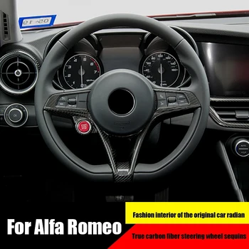 Skutočné Uhlíkových Vlákien Volante Vozidla Dekoratívny Kryt pre Alfa Romeo Giulia Stelvio 2016-2019 Interiérové Úpravy Príslušenstvo
