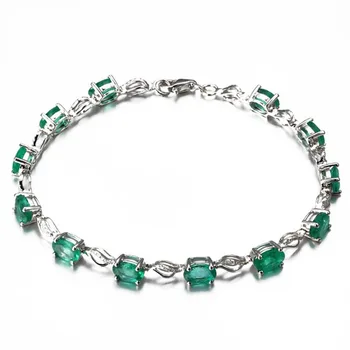 2021 Mincový Striebro Nové Módne Európskych A Amerických Tvorivé Temperament Emerald Náramok Ženy Nádherné Šperky Veľkoobchod