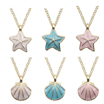 Módne farebné kovy shell hviezdice conch prívesok morských náhrdelník pre ženy 2020 dovolenku voľný čas Očarujúce kremácie náhrdelník