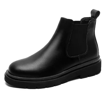 najznámejšie značky módne mens chelsea boots black cow kožené topánky na jeseň zimná členková topánka pekný platformu botas hombre zapatos